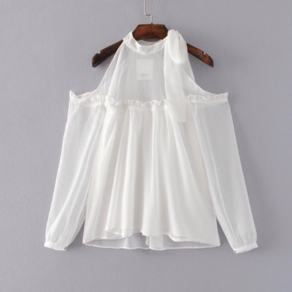 ❤️5 🌟RATED ❤️ ❤️❤️ High Neck Blouse Tie Neck - Picture 4 of 4